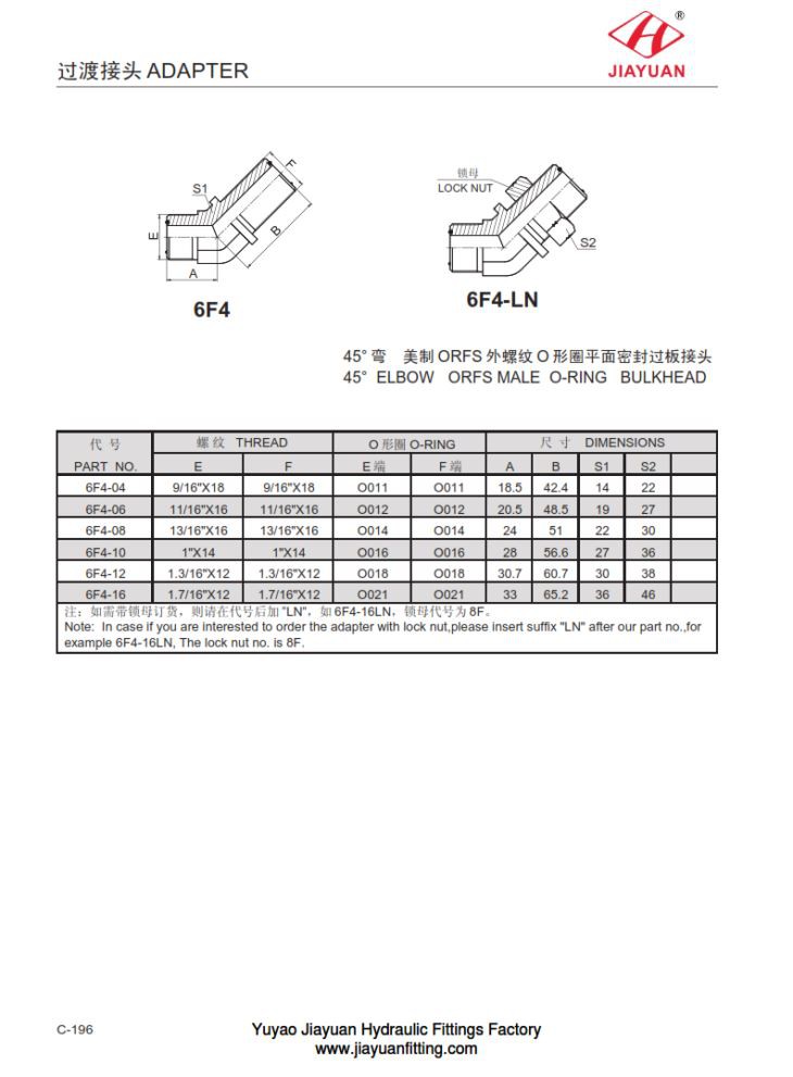 ORFS Pregradni lakat fittings