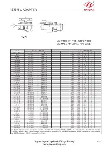 Muški JIC NPT adapter